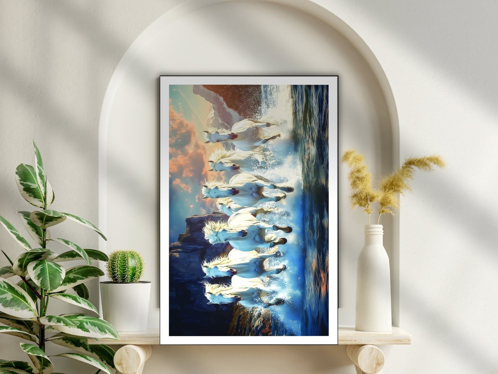 Seven White Horses canvas wall art placement
