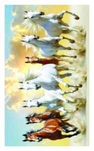 Seven Horses Sky Run Canvas Wall Art 3x4 Feet – Floating Frame – Premium Digital Canvas Print – Living Room & Home Spiritual Wall Décor