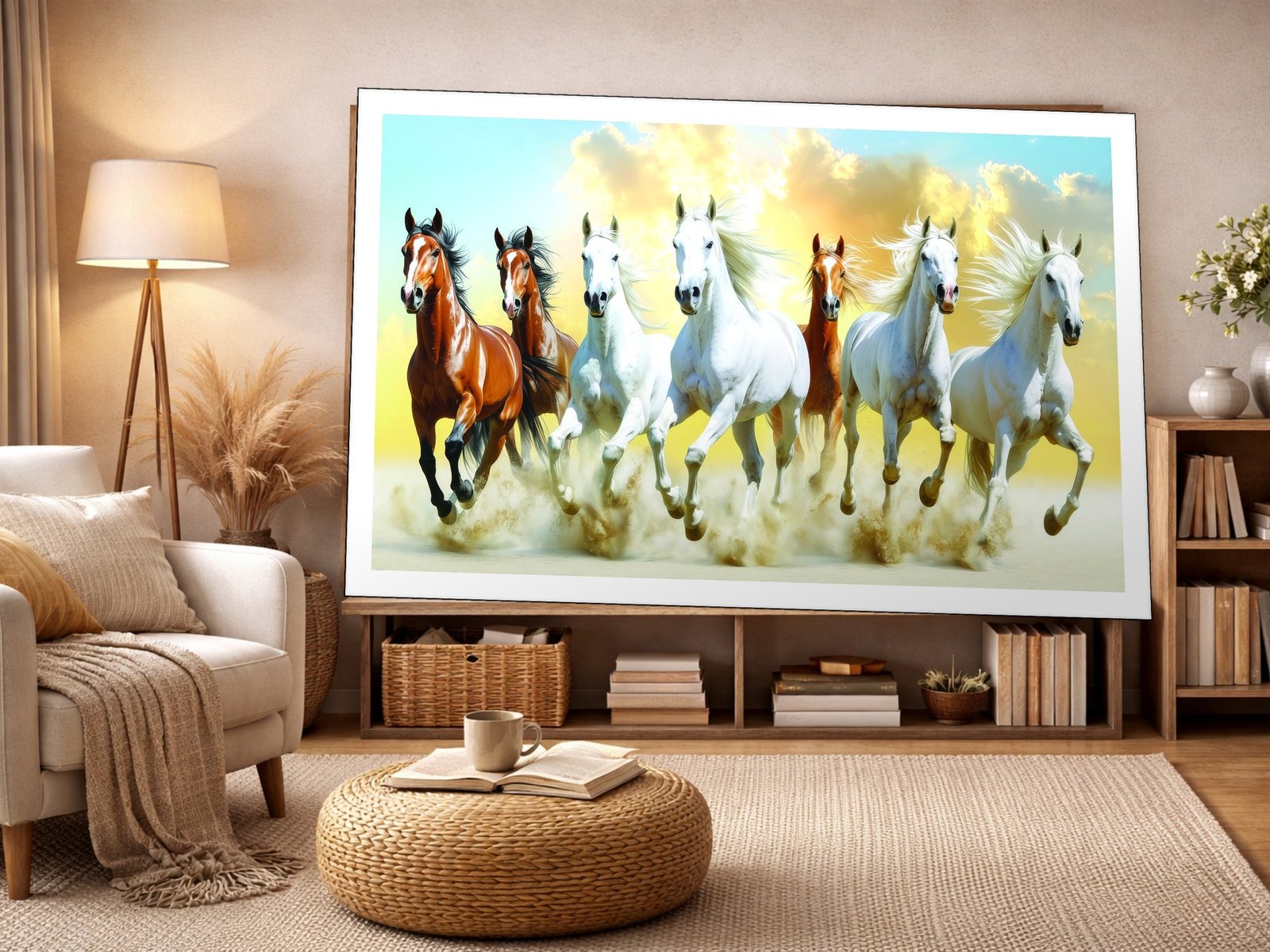 Seven Horses Sky Run canvas wall art placement
