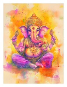 Ganesha Art Canvas Wall Art 3x4 Feet – Floating Frame – Premium Digital Canvas Print – Living Room & गृह आध्यात्मिक दीवार सजावट