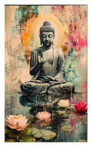 Buddha Art Canvas Wall Art 3x4 Feet – Floating Frame – Premium Digital Canvas Print – Living Room & Home Spiritual Wall Décor