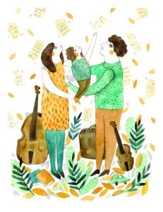 Melody Makers Illustration Canvas Wall Art 3x4 Feet – Floating Frame – Premium Digital Canvas Print – Living Room & Home Spiritual Wall Décor