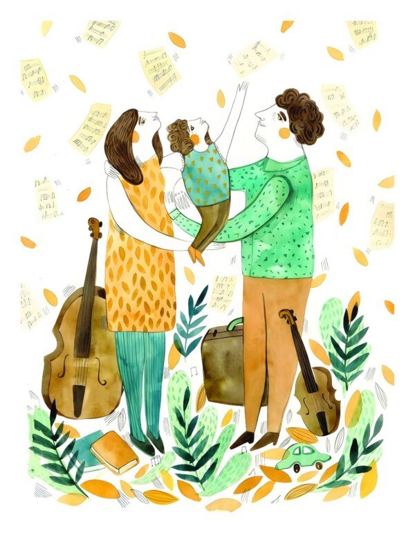 melody makers illustration canvas wall art