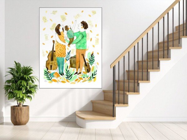 melody makers illustration canvas wall art shown framed on a wall