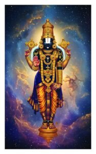 Lord Venkateswara Cosmic Canvas Wall Art 3x4 Feet – Floating Frame – Premium Digital Canvas Print – Living Room & गृह आध्यात्मिक दीवार सजावट