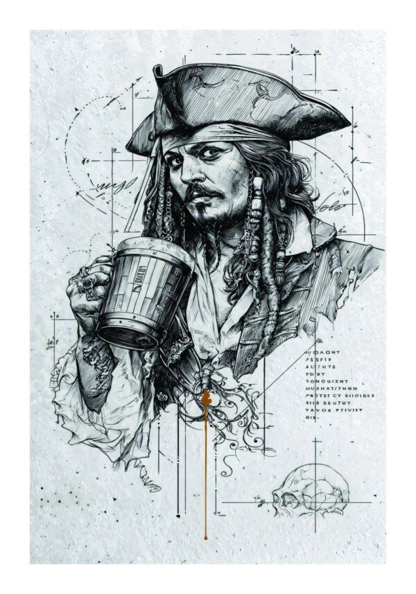 pirate captain sketch canvas wall art