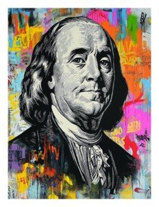 Franklin Graffiti Pop Art Canvas Wall Art 3x4 Feet – Floating Frame – Premium Digital Canvas Print – Living Room & गृह आध्यात्मिक दीवार सजावट