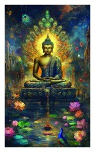 Buddha Lotus Twilight Canvas Wall Art 3x4 Feet – Floating Frame – Premium Digital Canvas Print – Living Room & Home Spiritual Wall Décor