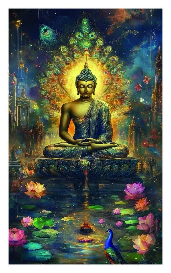 buddha lotus twilight canvas wall art