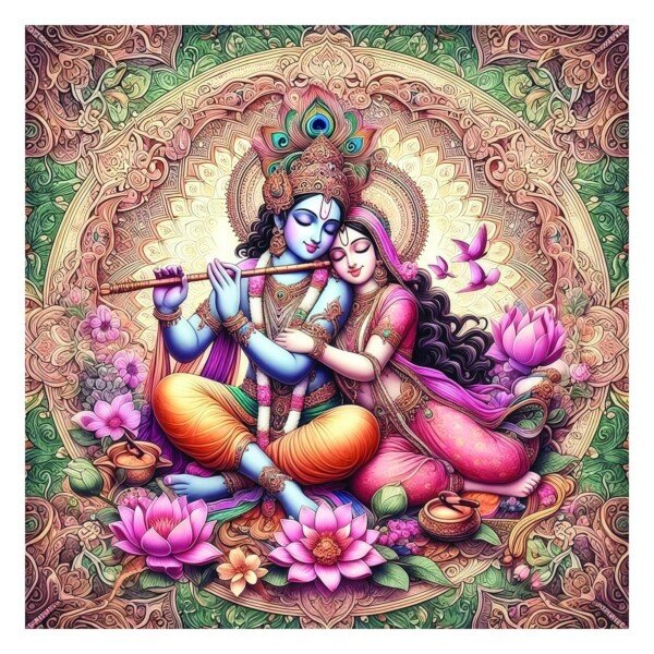 krishna with radha canvas wall art