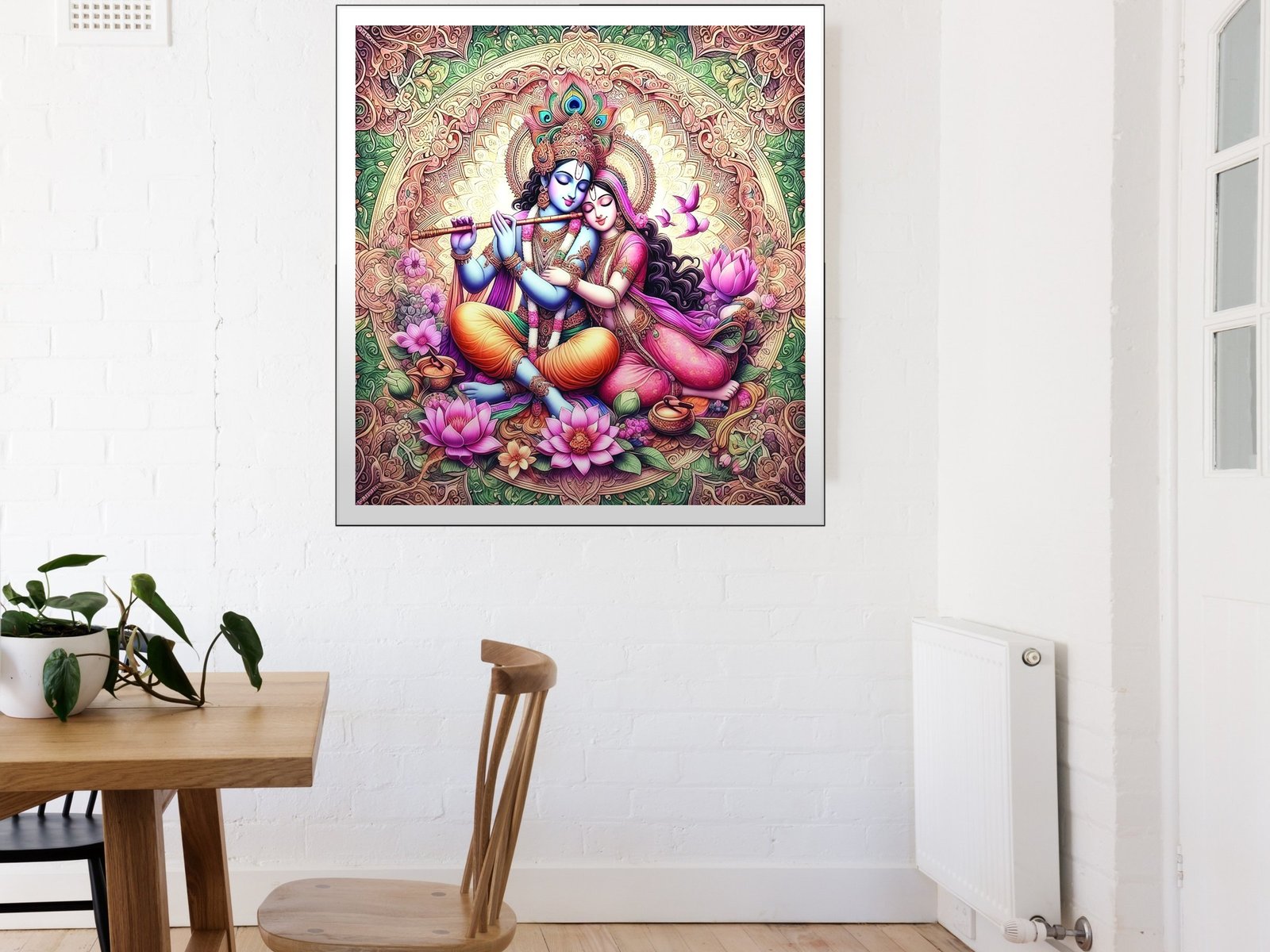 Krishna with Radha canvas wall art placement