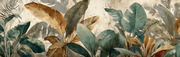 tropical leaves mural canvas wall art
