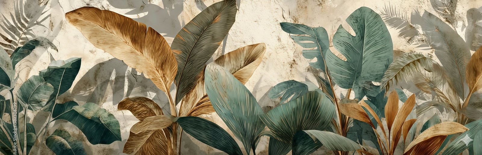 Tropical Leaves Mural canvas wall art placement