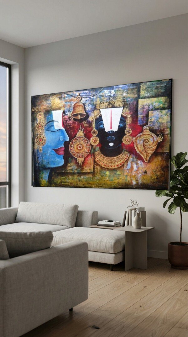 balaji heritage collage canvas wall art shown framed on a wall