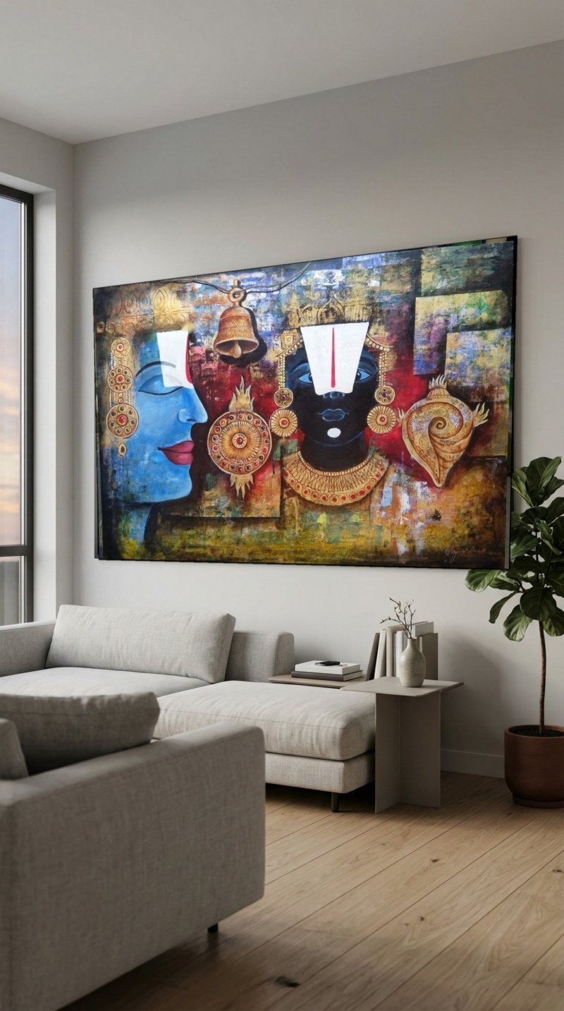 balaji heritage collage canvas wall art shown framed on a wall