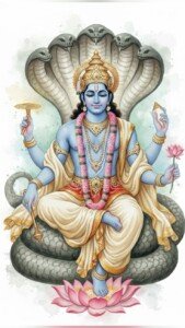 Vishnu on Shesha Canvas Wall Art 3x4 Feet – Floating Frame – Premium Digital Canvas Print – Living Room & गृह आध्यात्मिक दीवार सजावट