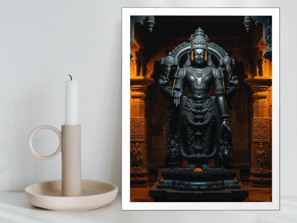 temple sanctum vishnu canvas wall art shown framed on a wall