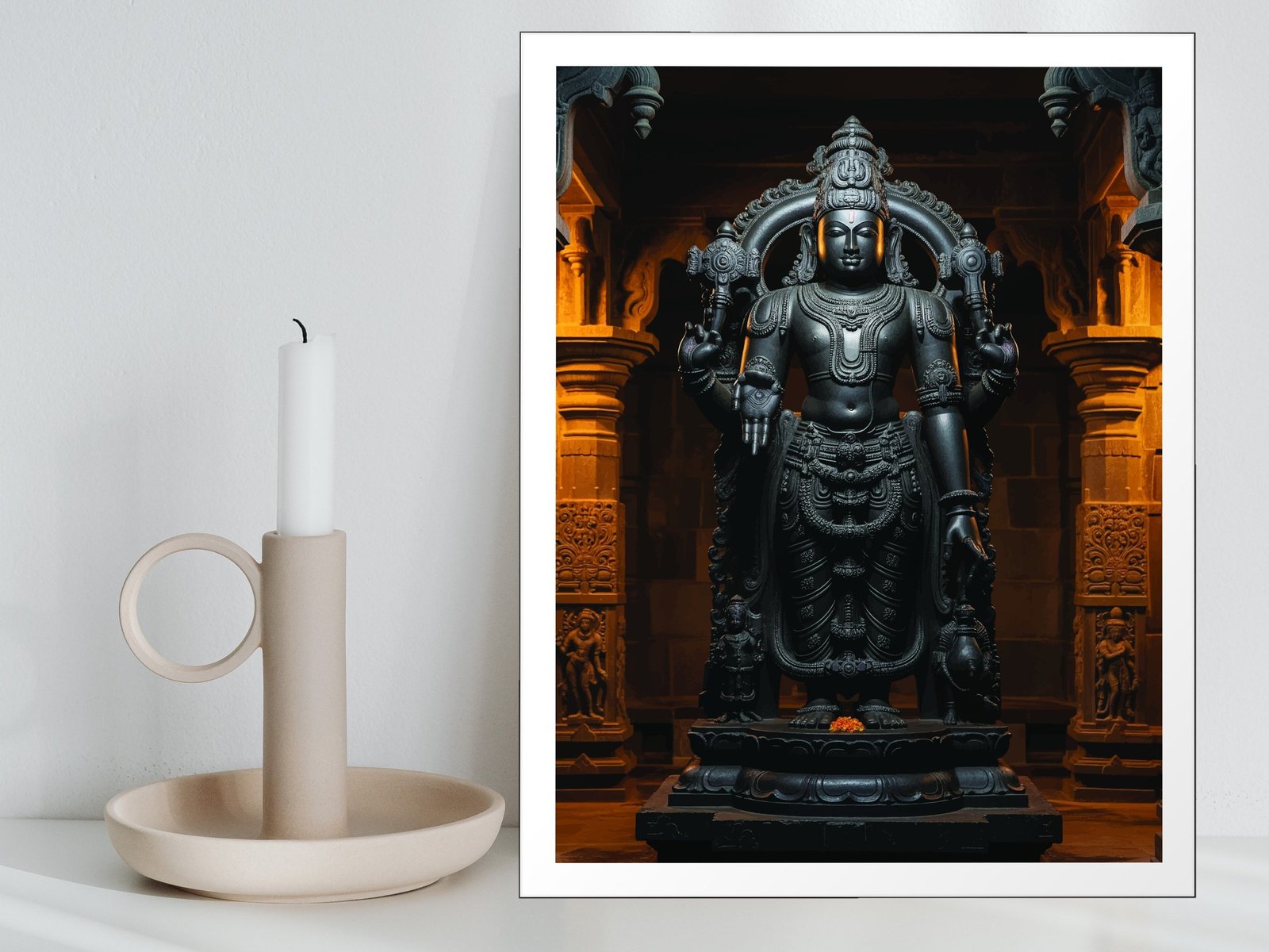 Temple Sanctum Vishnu framed canvas wall art