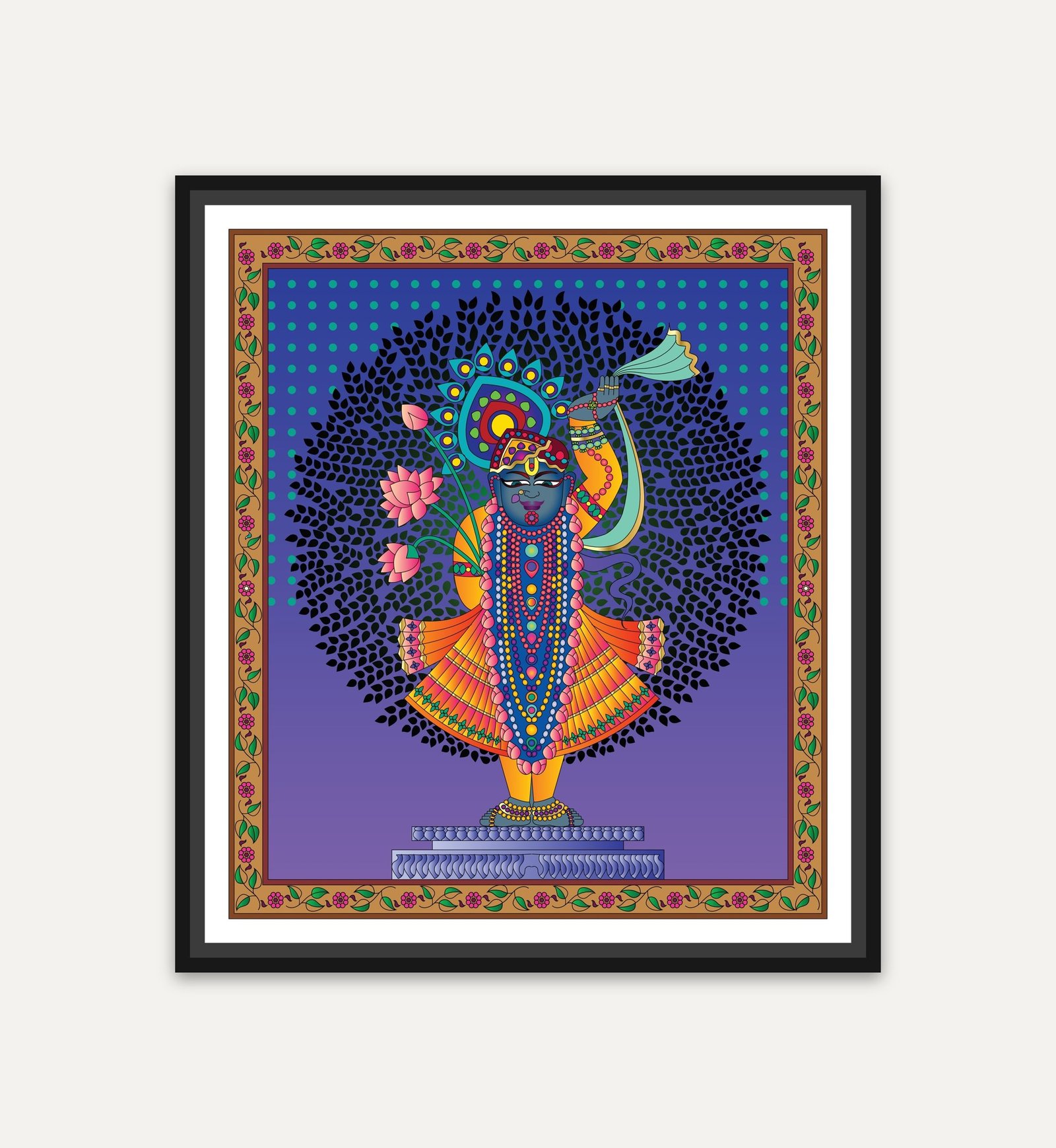 Krishna Standing Tall framed canvas wall art