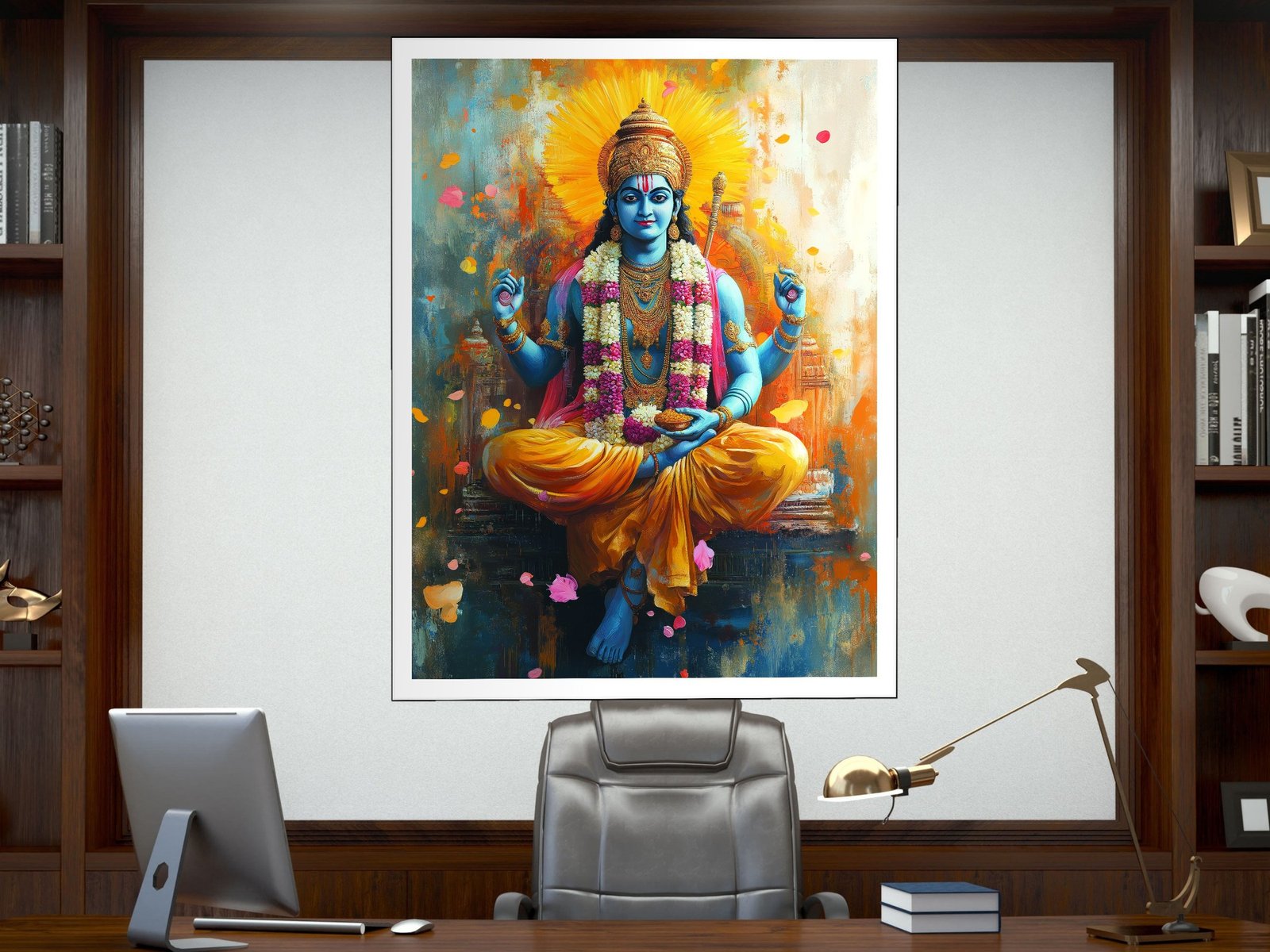 Vishnu Blue Form canvas wall art placement