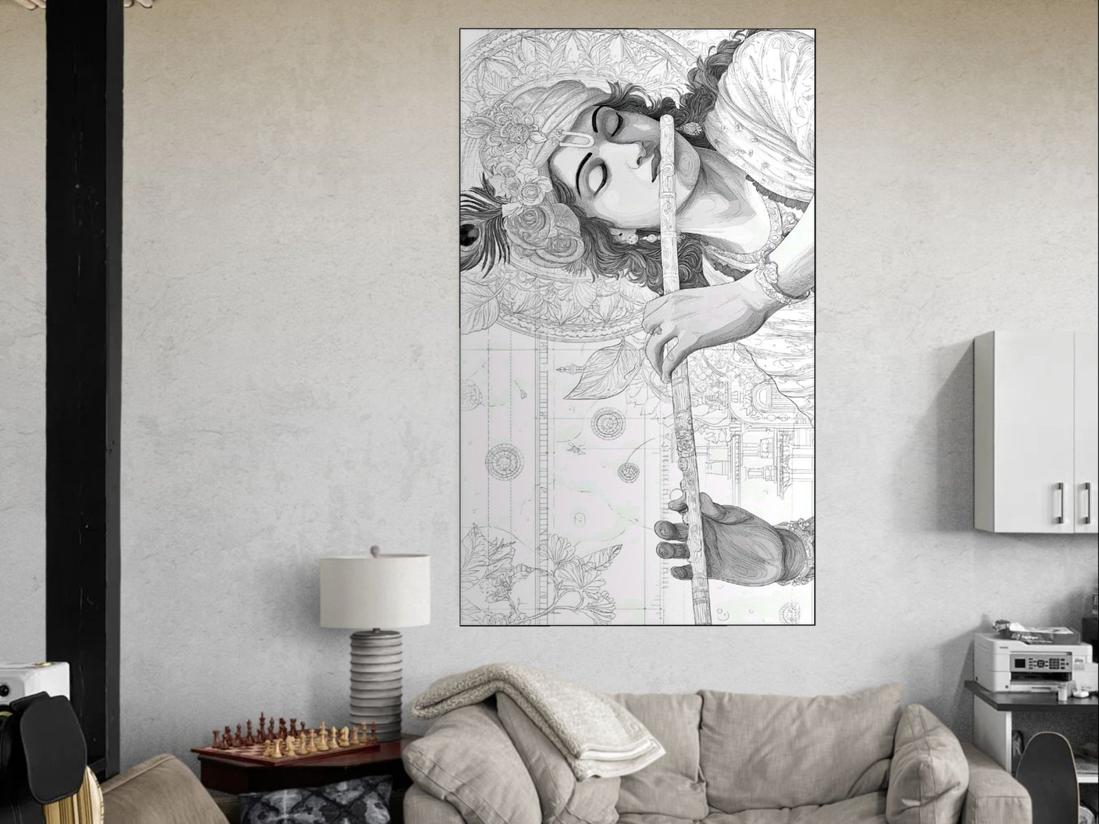 Graphite Muse Sketch canvas wall art placement