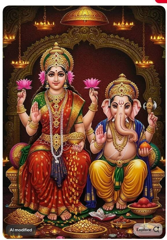 lakshmi ganesha blessing canvas wall art