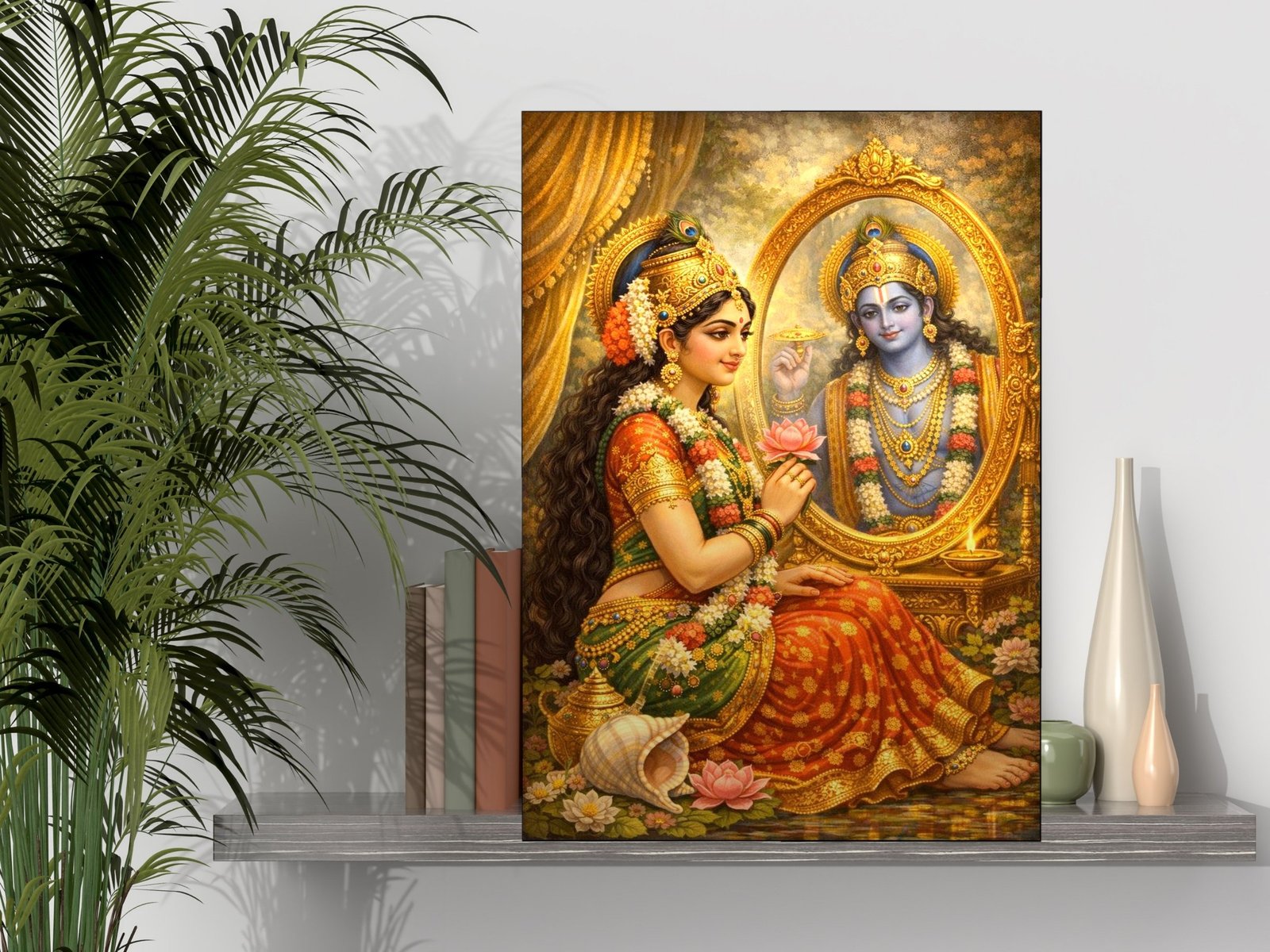 Radha's Mirror of Krishna framed canvas wall art