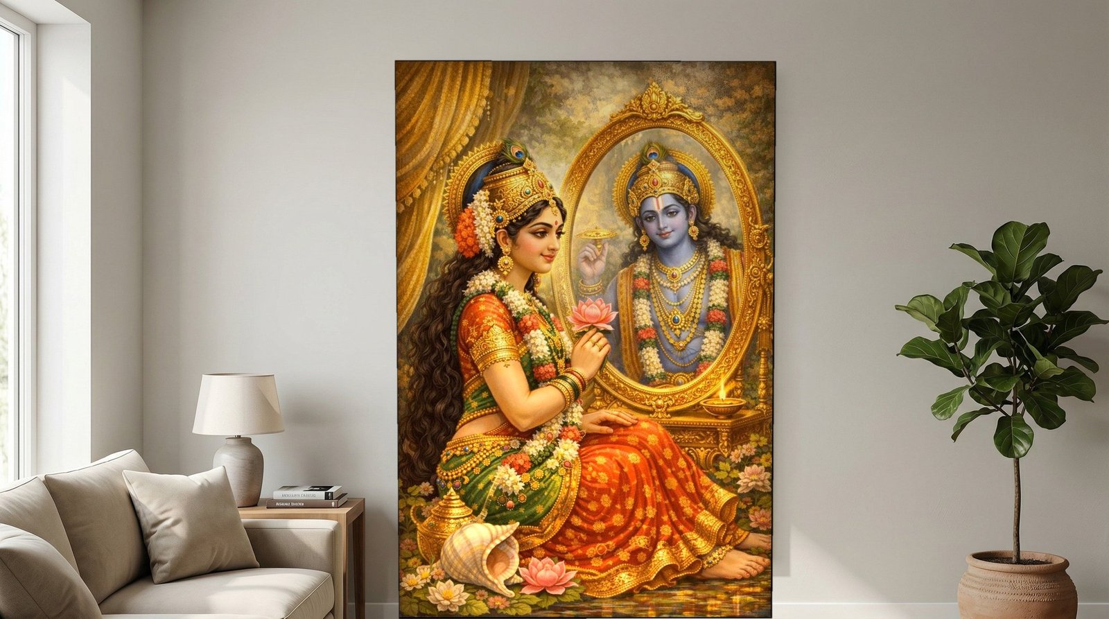 Radha's Mirror of Krishna canvas wall art placement