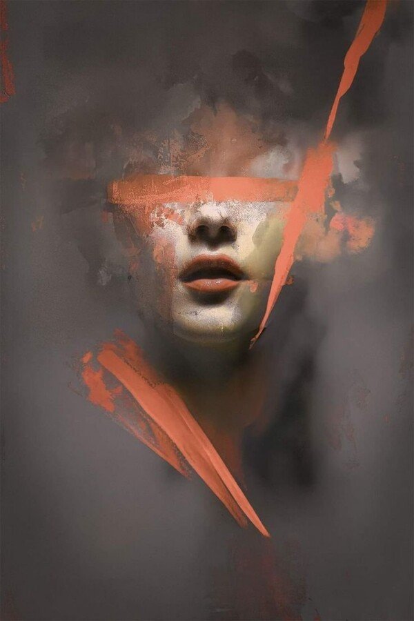 crimson veil portrait canvas wall art