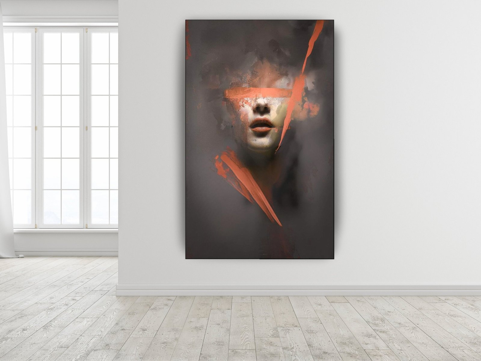 Crimson Veil Portrait canvas wall art placement