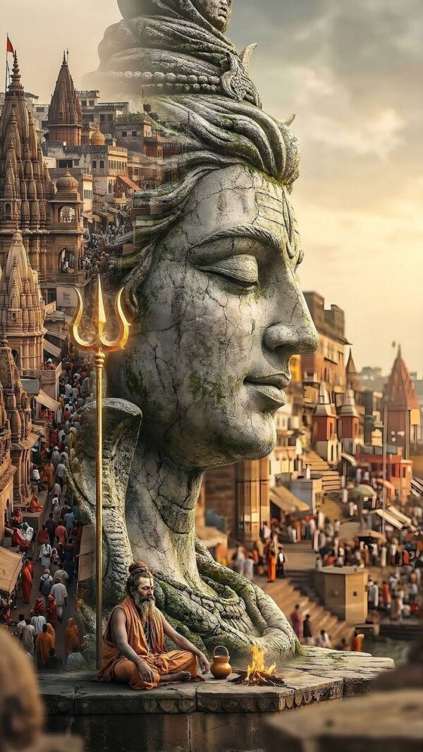 shiva of the ghats canvas wall art