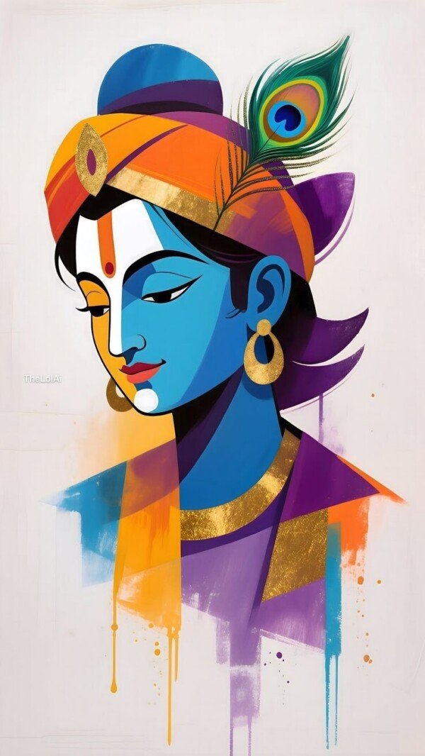 krishna minimal splash canvas wall art