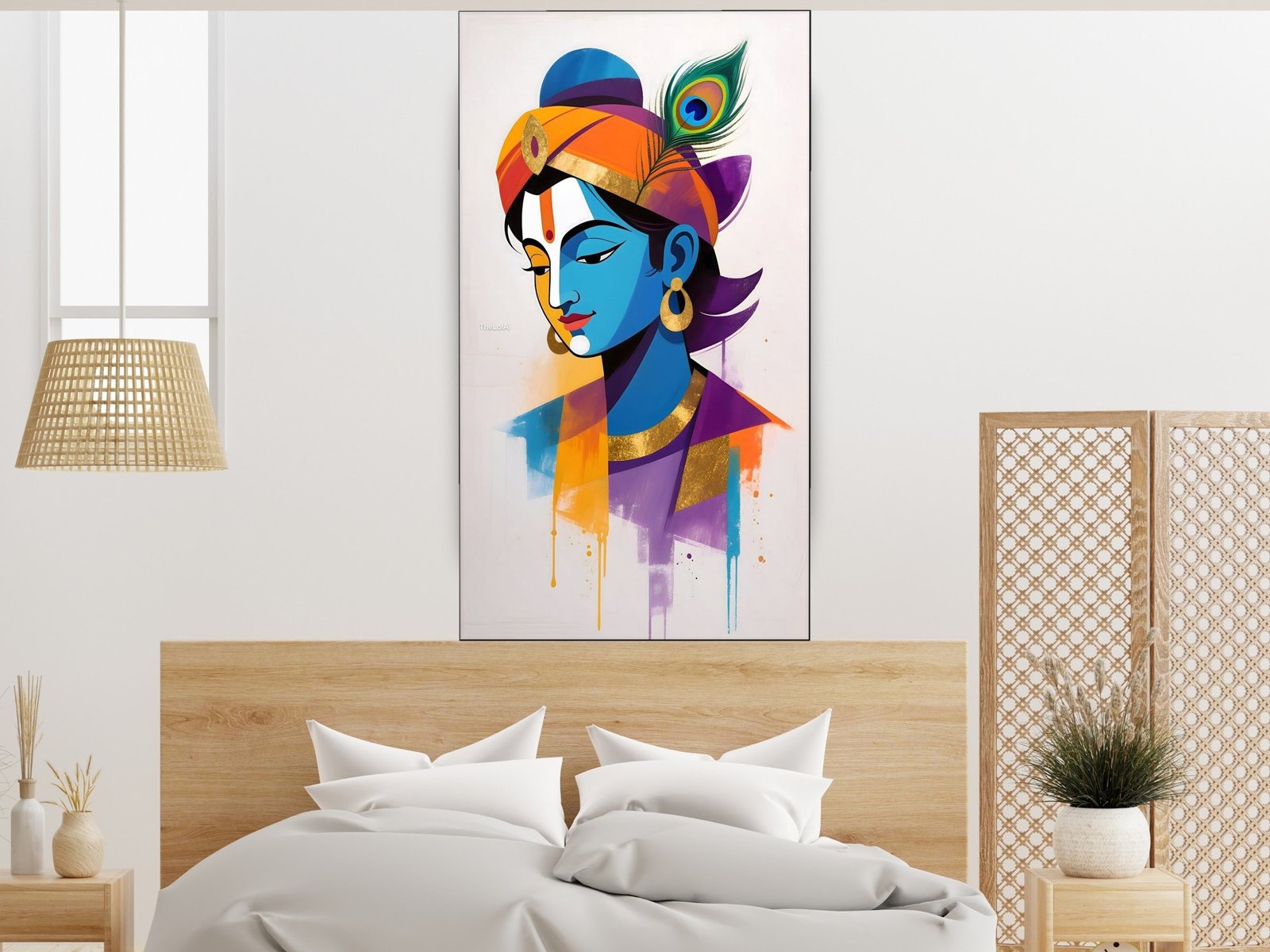 Krishna Minimal Splash framed canvas wall art