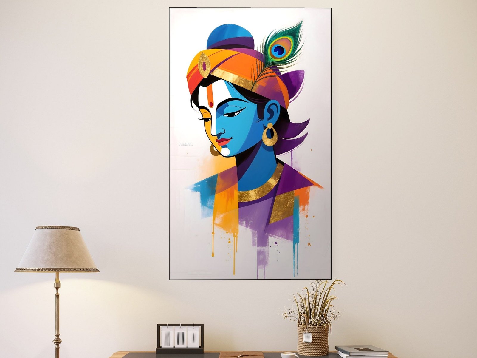 Krishna Minimal Splash canvas wall art placement