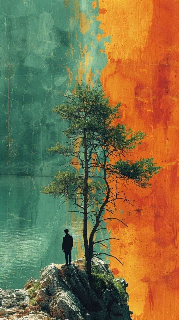 lone tree between worlds canvas wall art