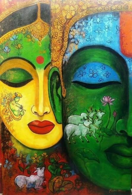 twin faces of serenity canvas wall art