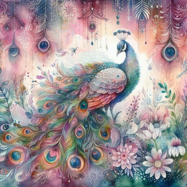 dream peacock garden canvas wall art