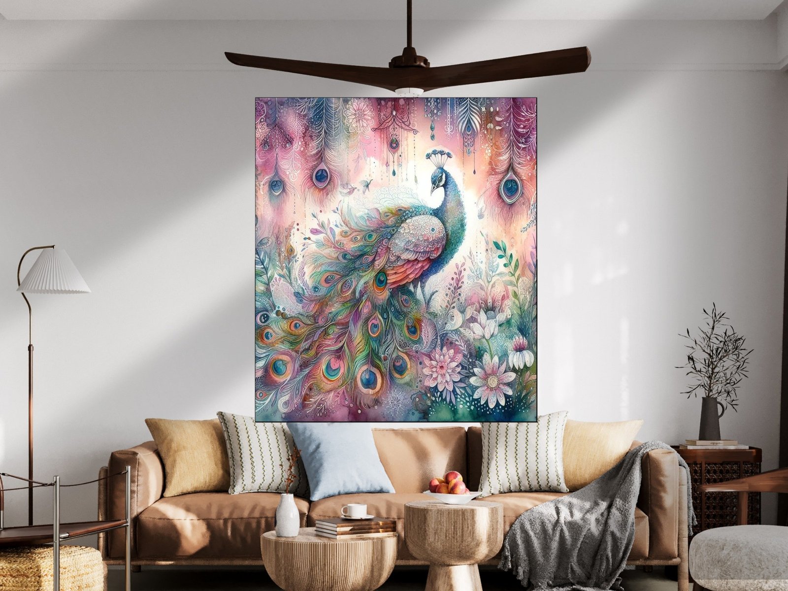 Dream Peacock Garden framed canvas wall art