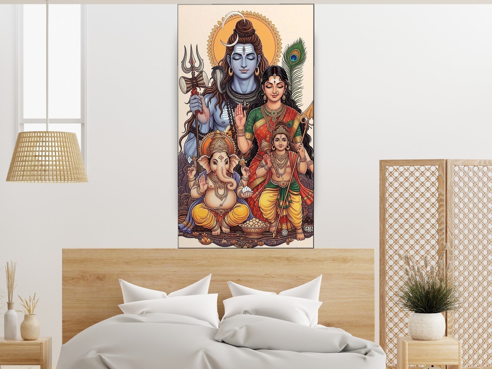 Shiva Family Harmony framed canvas wall art