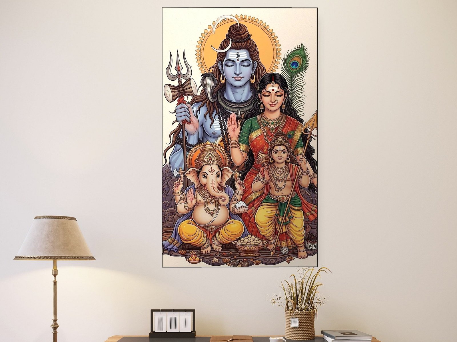 Shiva Family Harmony canvas wall art placement