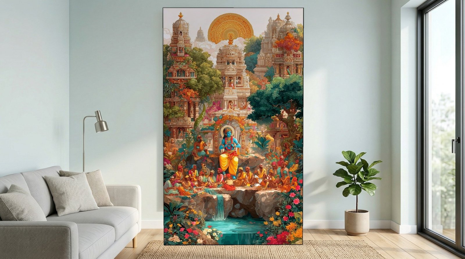 Krishna's Temple Gardens canvas wall art placement