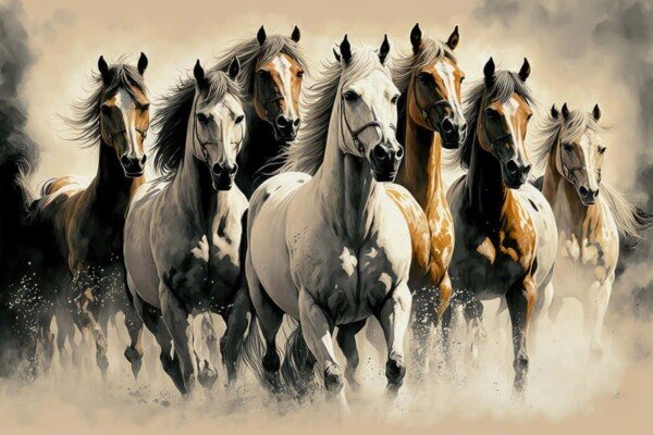 horses of the dust plains canvas wall art