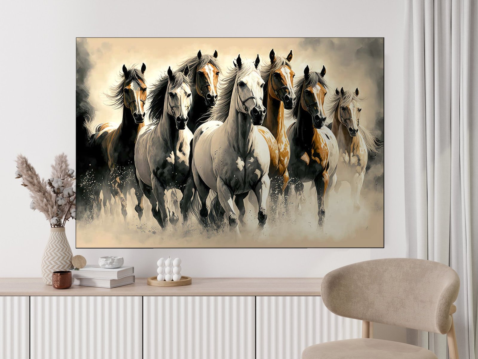 Horses of the Dust Plains framed canvas wall art