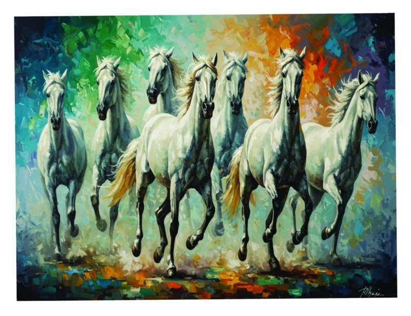 Wild Horses Stampede Canvas Wall Art 3×4 Feet – Floating Frame – Premium Digital Canvas Print – Living Room & Home Spiritual Wall Décor