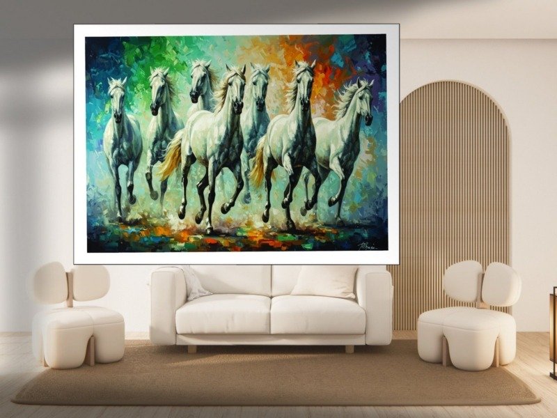 Wild Horses Stampede Canvas Wall Art 3×4 Feet – Floating Frame – Premium Digital Canvas Print – Living Room & Home Spiritual Wall Décor