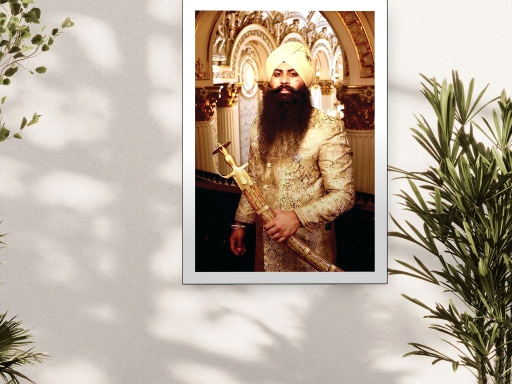 golden sardar gold foiled canvas art shown framed on a wall