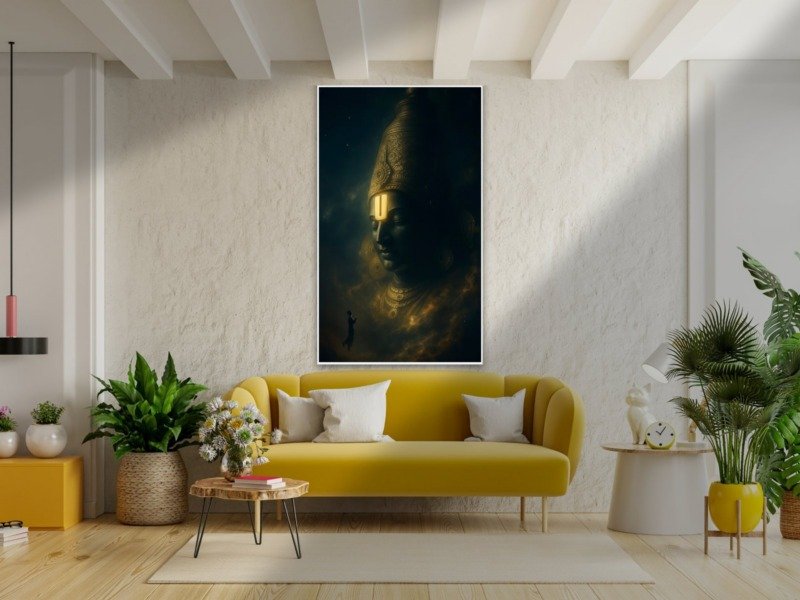 balaji glowing namam cosmos canvas wall art photographed framed on a wall