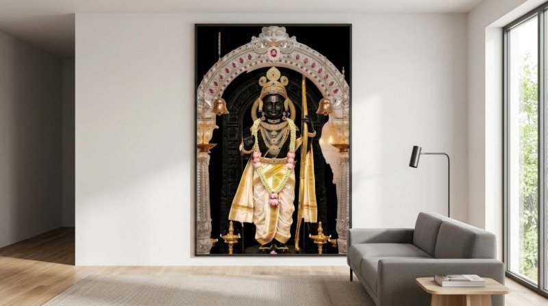 ram lalla silver arch canvas wall art photographed framed on a wall