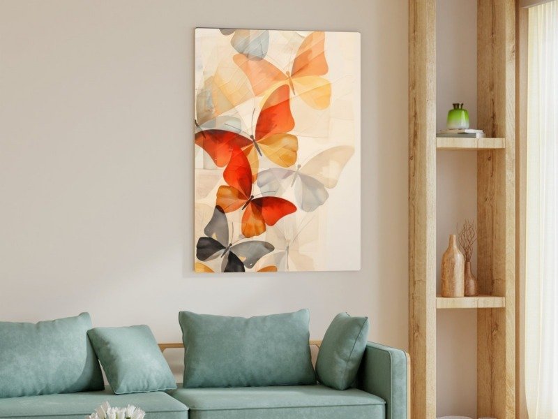 watercolor butterfly cascade canvas wall art photographed framed on a wall