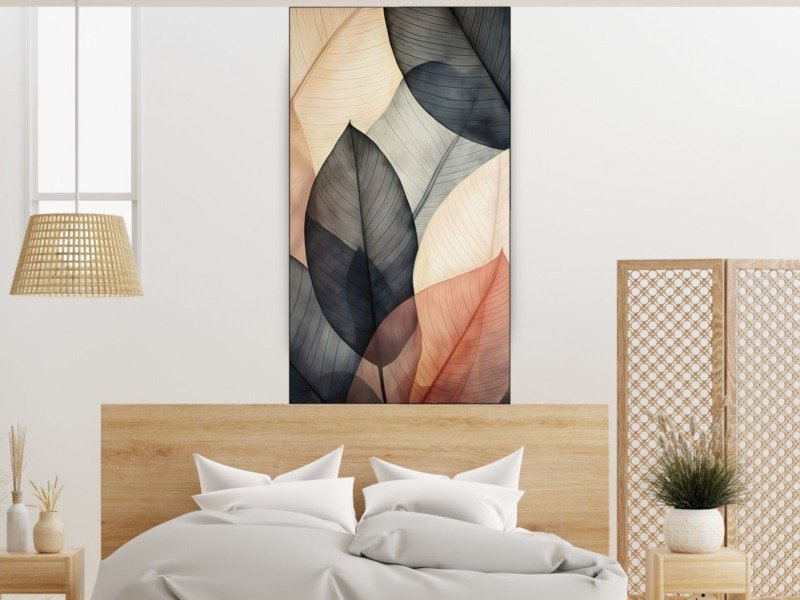translucent leaf layers canvas wall art shown framed in a real room, view 0